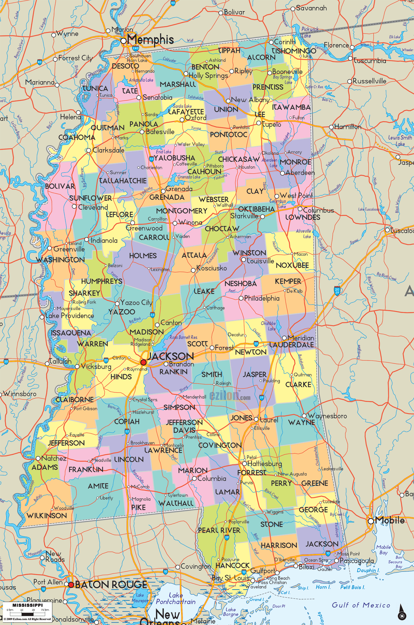 etat carte du mississippi