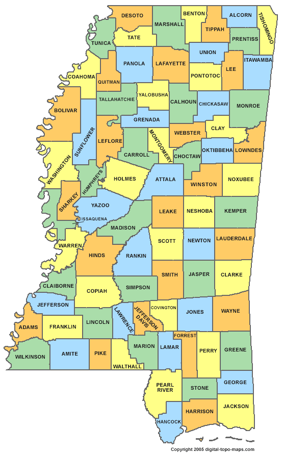 mississippi comte carte