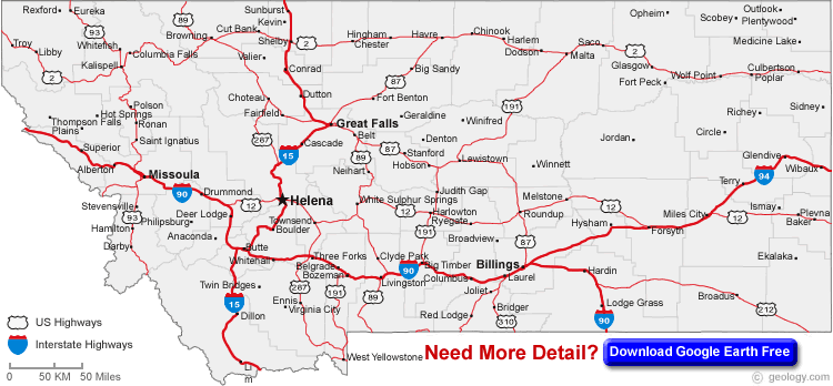 Montana autoroutes carte