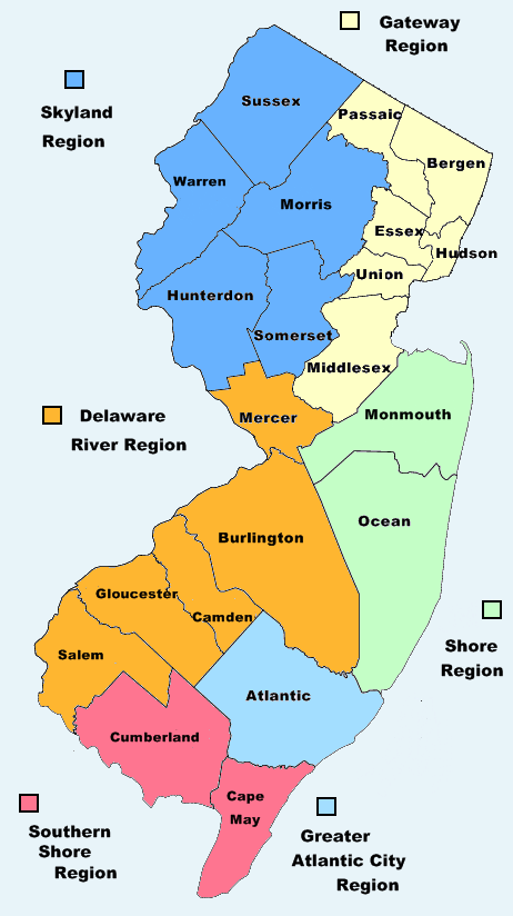 new jersey comte region carte