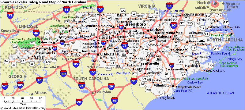 carte du nord carolina