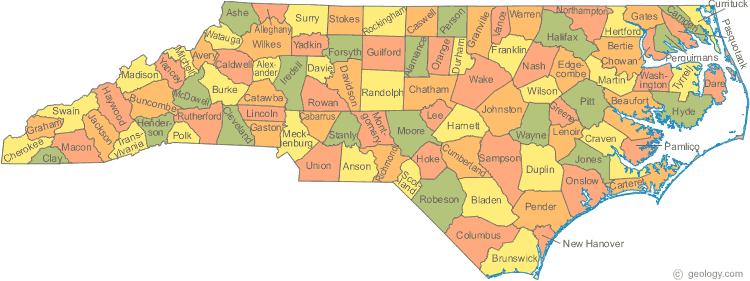 carte du nord carolina