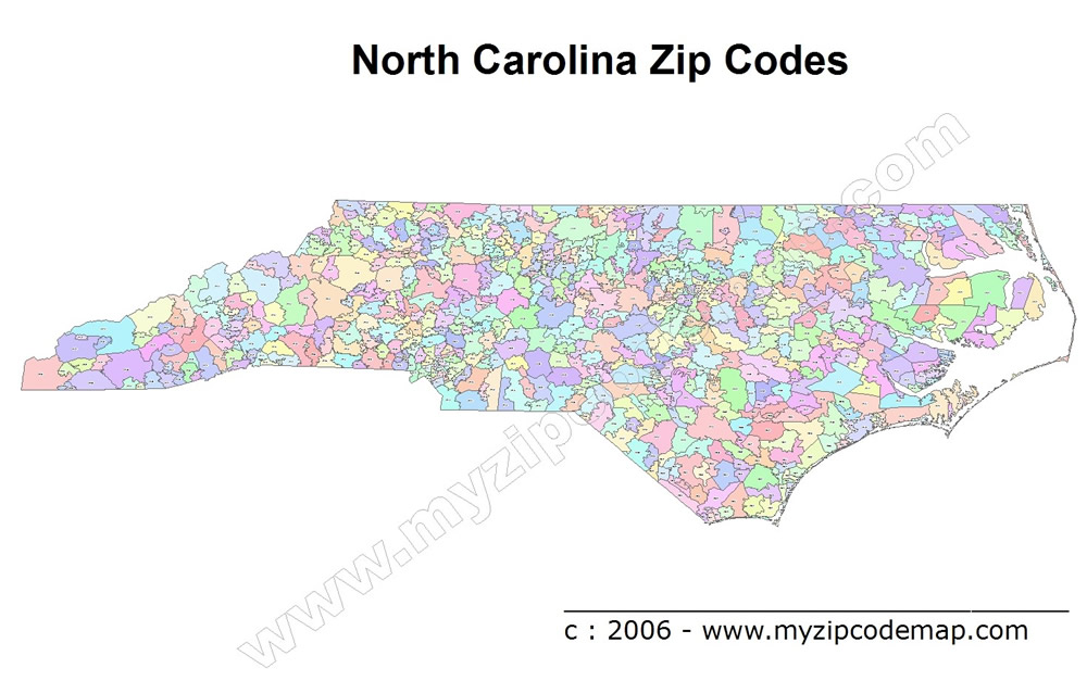 nord carolina zip code carte