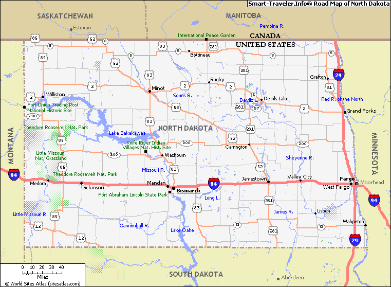 nord dakota itineraire carte