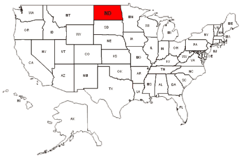 nord dakota usa carte