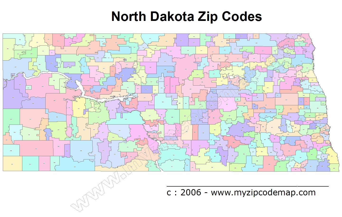 nord dakota zip code carte