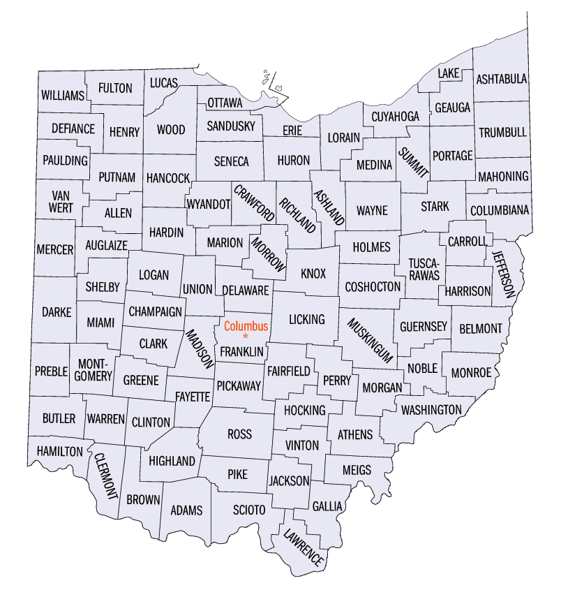 ohio comtes carte