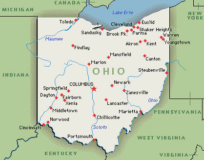 ohio villes carte