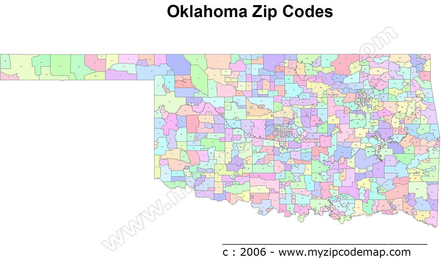 oklahoma zip code carte