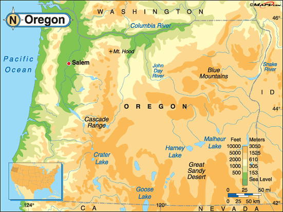 etat carte du oregon