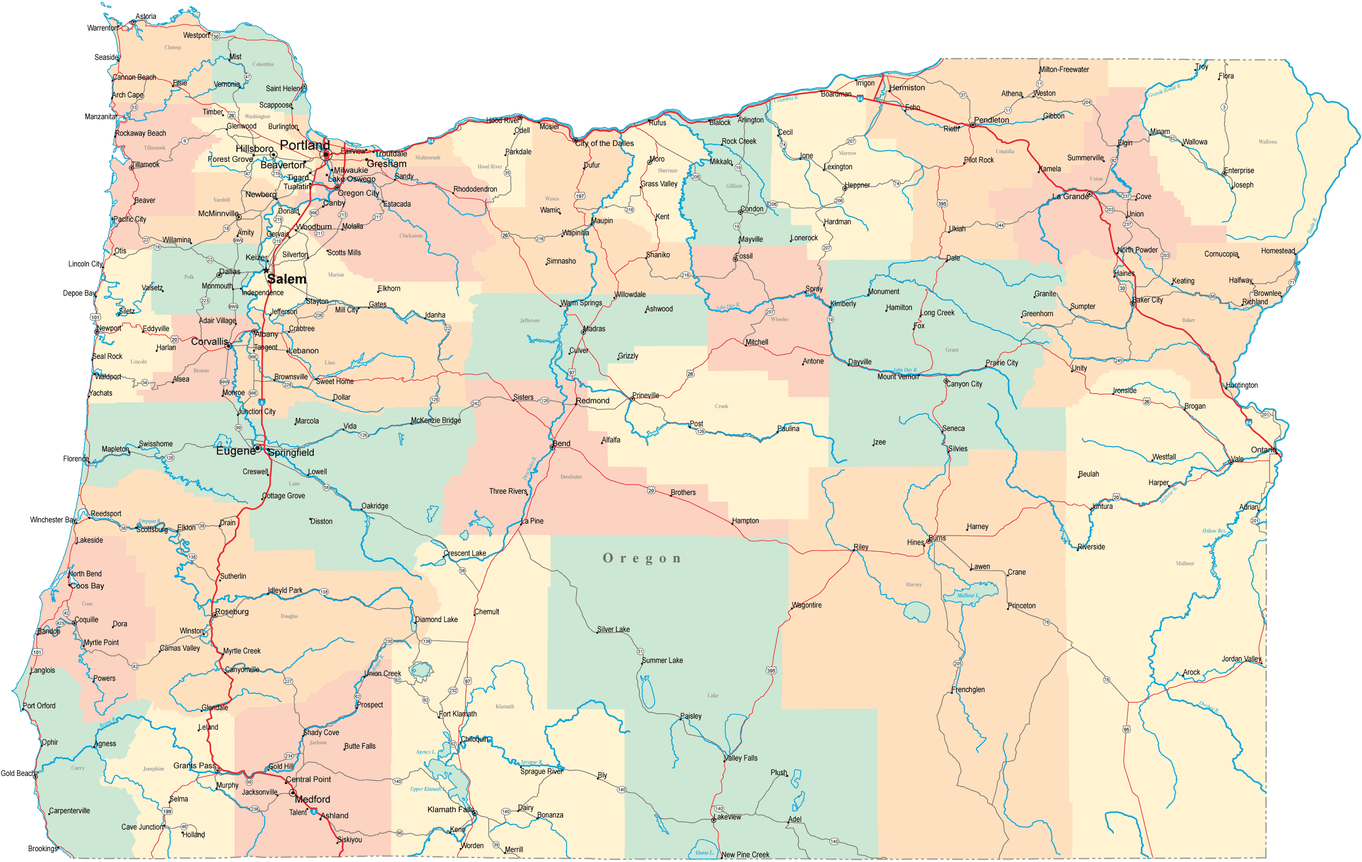 oregon politique carte