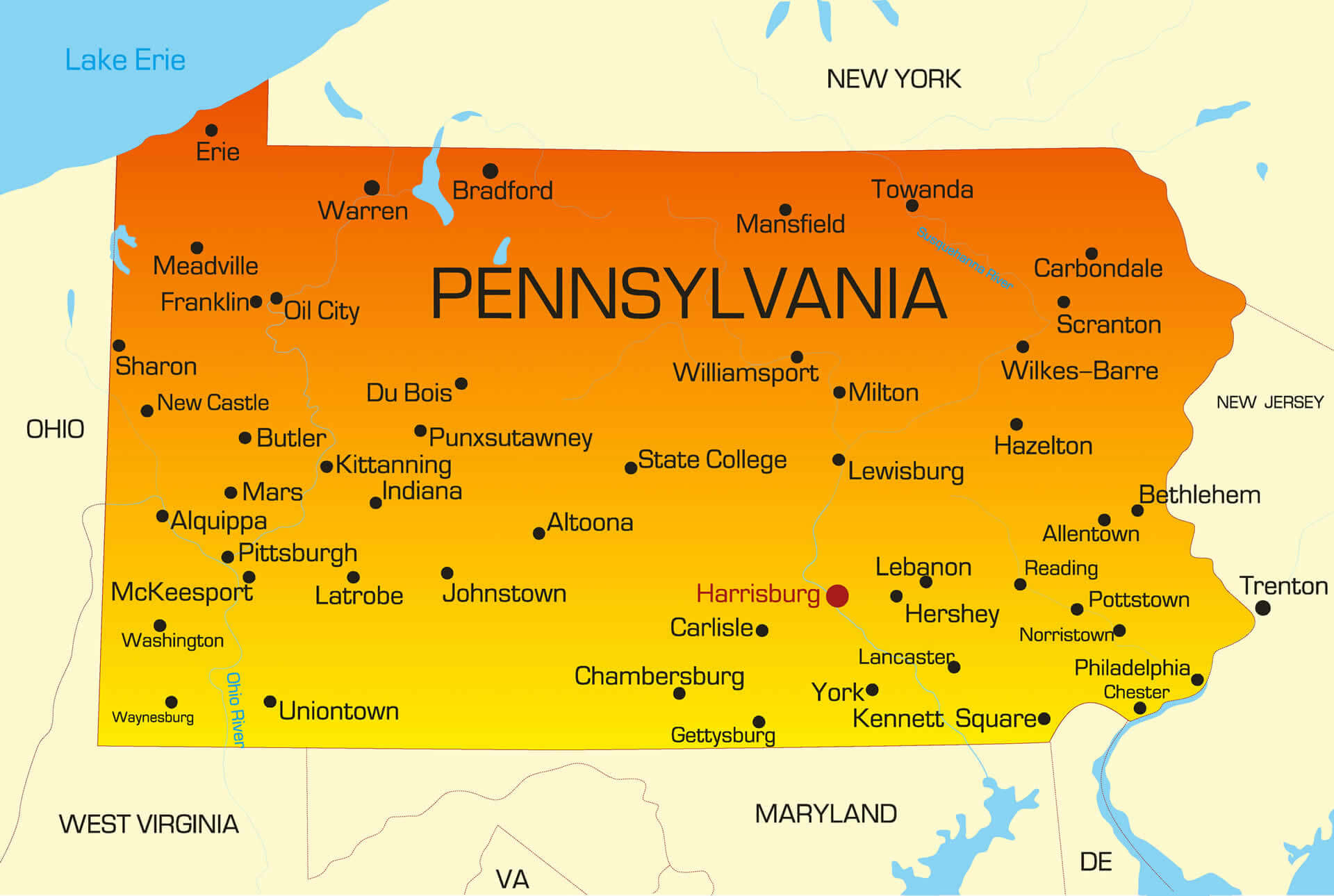 color carte de pennsylvania