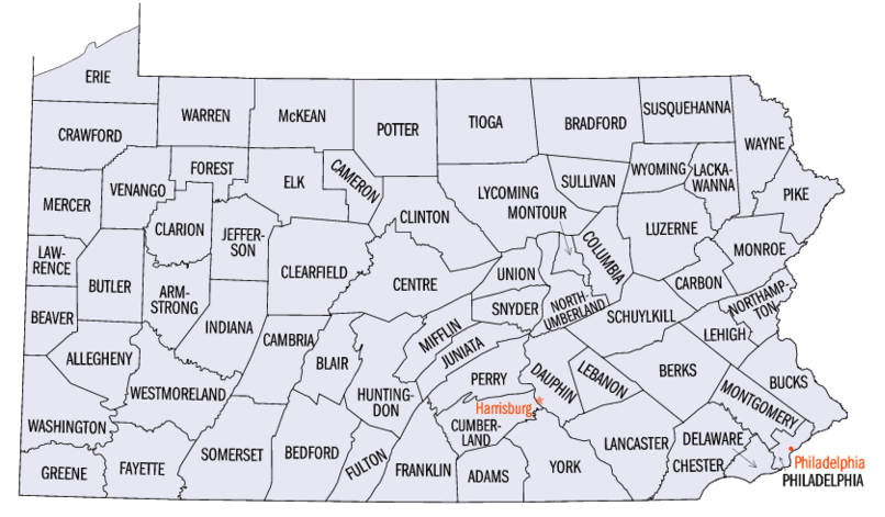 pennsylvania comtes carte eua