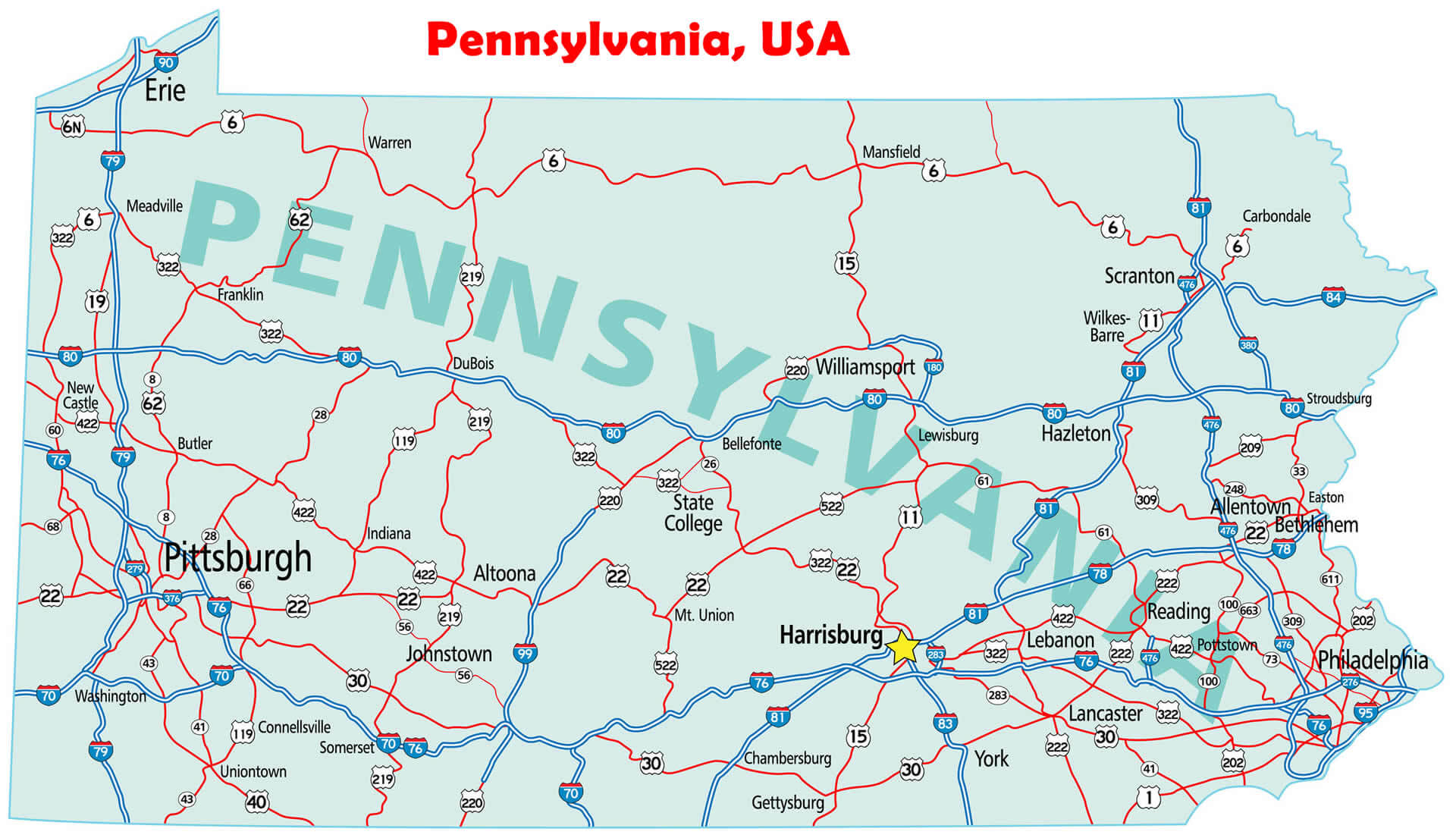 pennsylvania etat route carte