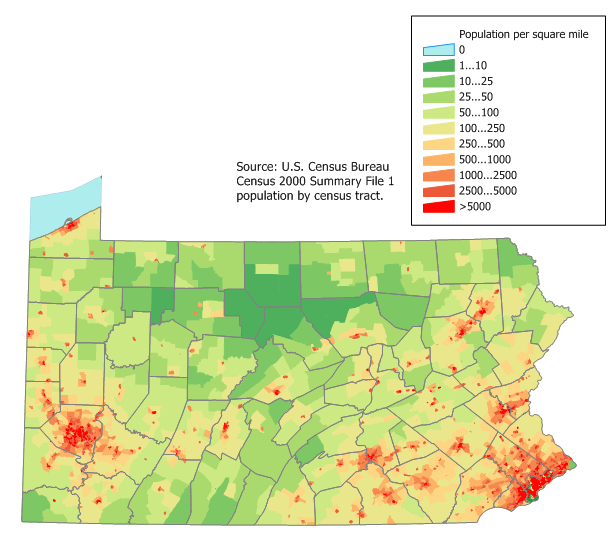 pennsylvania population carte eua