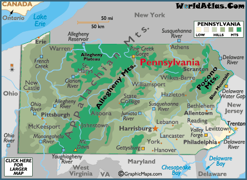 pennsylvania riviere carte