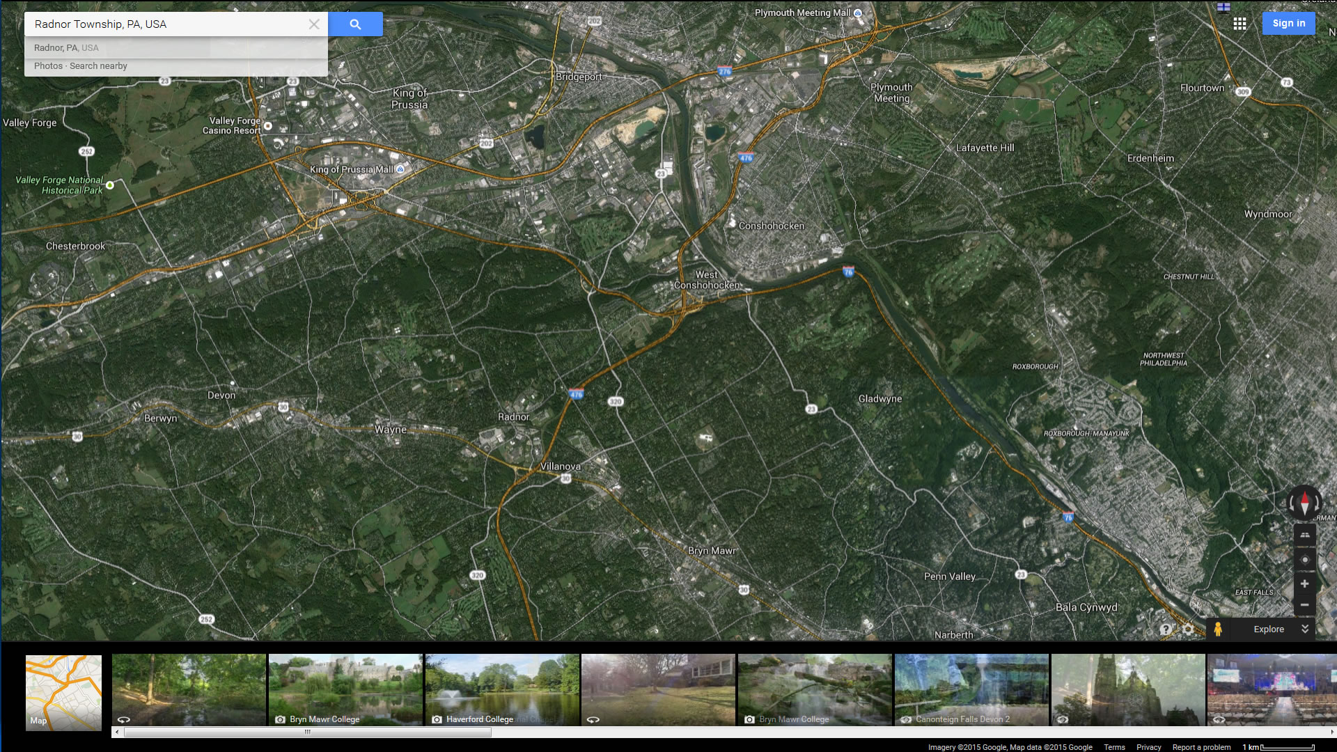 radnor les villeship carte pennsylvania eu satellite