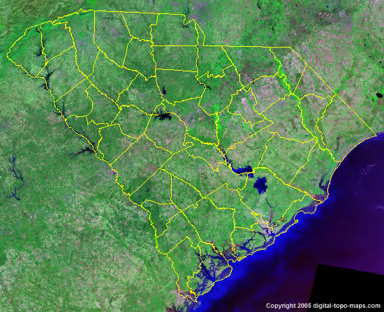 sud Carolina satellite carte