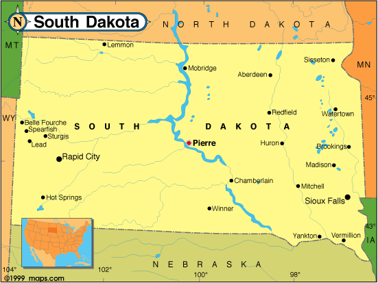 etat carte du sud dakota