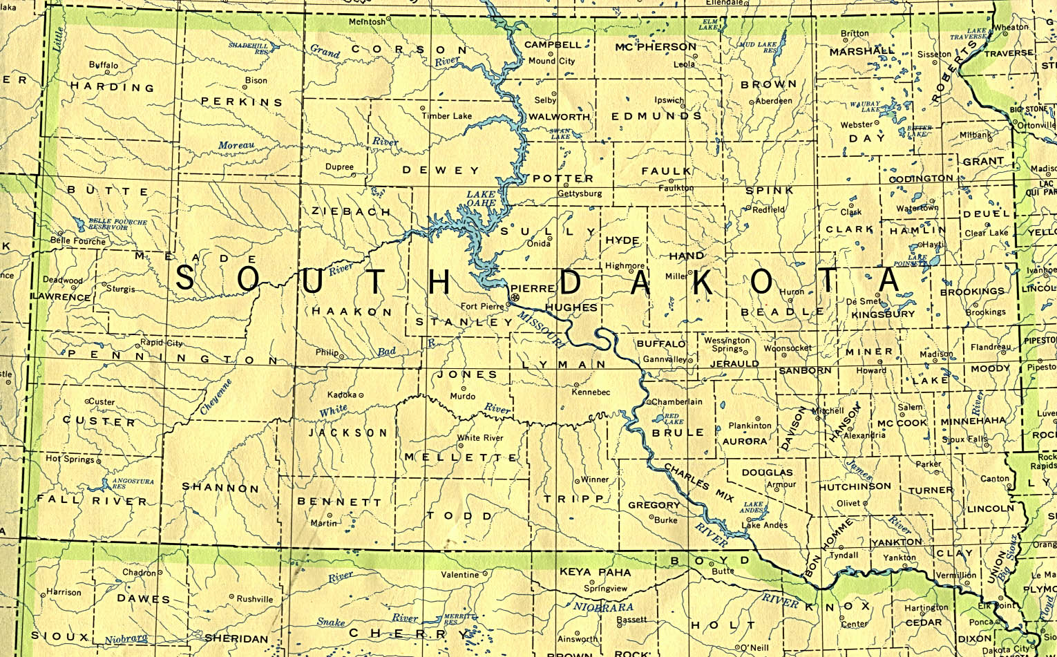 sud dakota historique carte