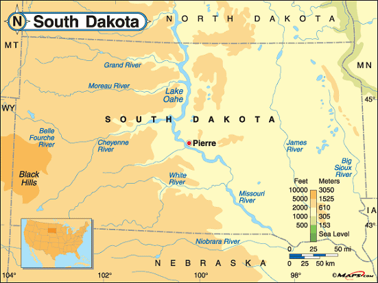 sud dakota land carte