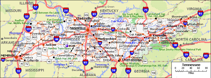 tennessee itineraire carte