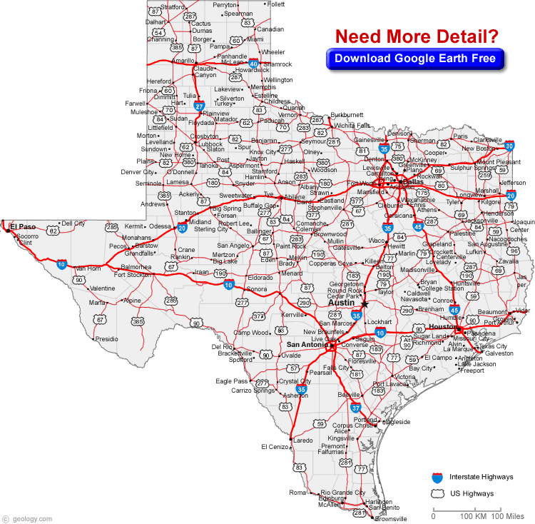 carte de texas villes