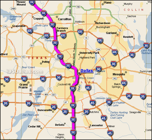 dallas carte entre etats 35