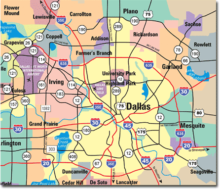 dallas route carte