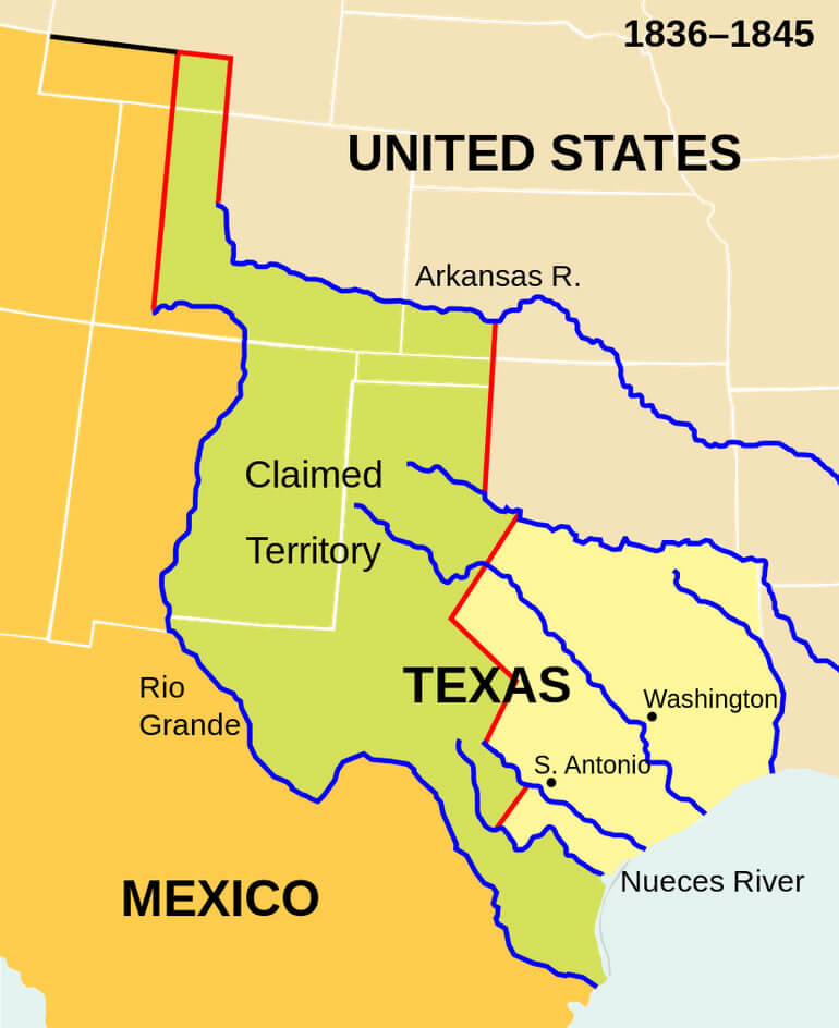 republique de texas carte eua 1836 1845