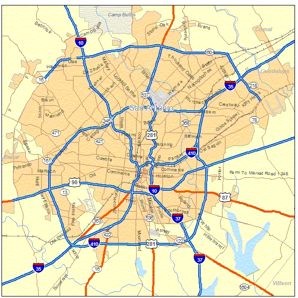 san antonio route carte