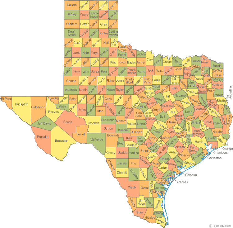 texas comte carte