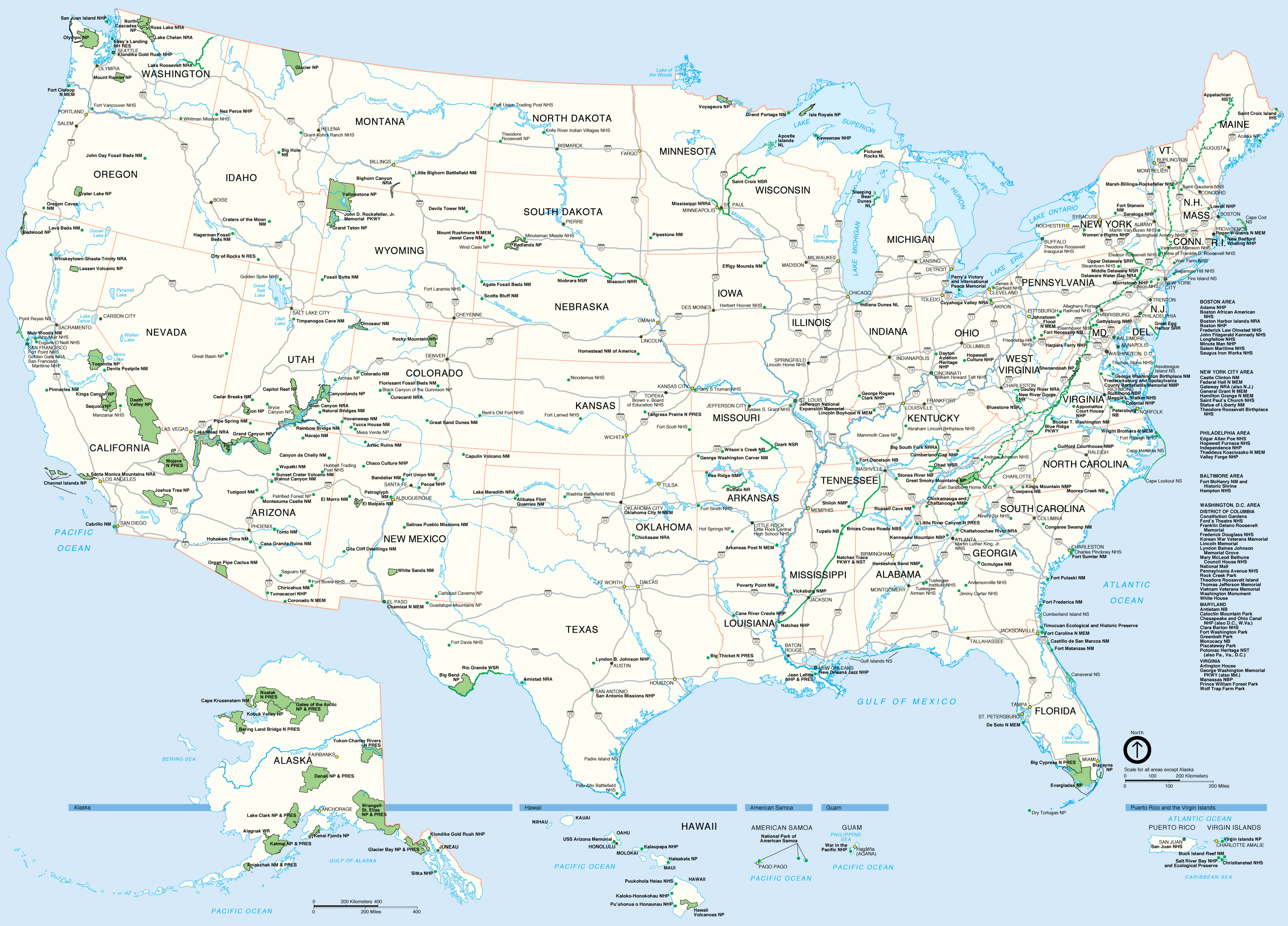 US Etats Autoroutes Carte