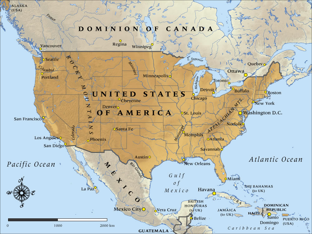 Carte détaillée des Usa