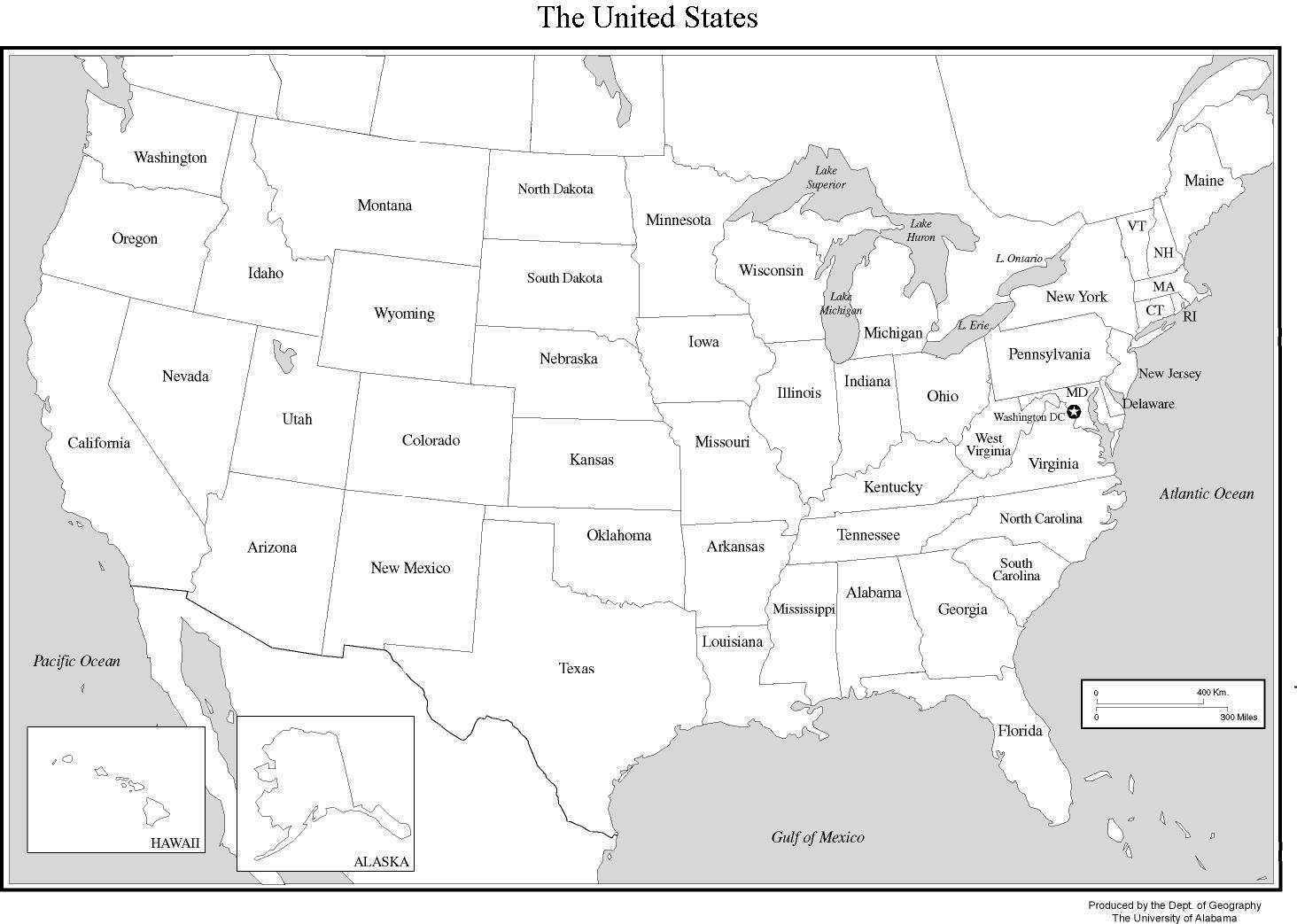 USA Etats Carte white