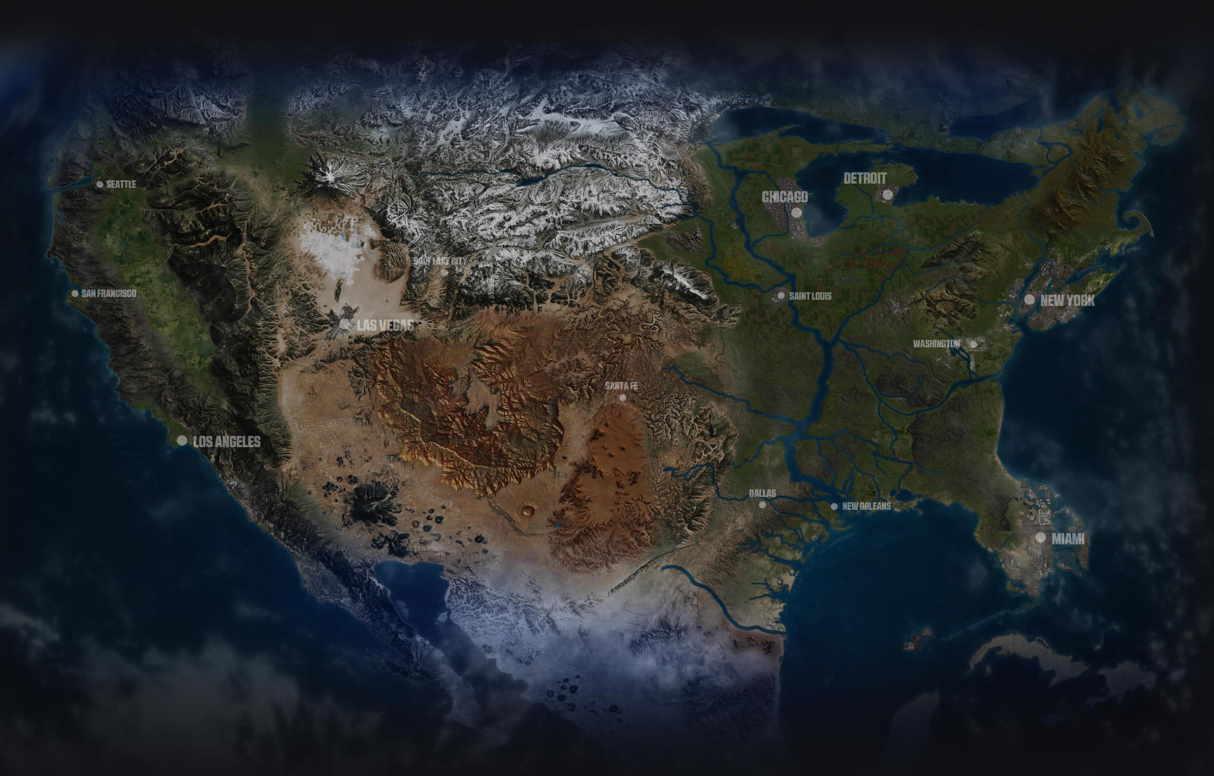USA Satellite Image Carte