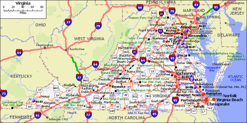 virginia itineraire carte