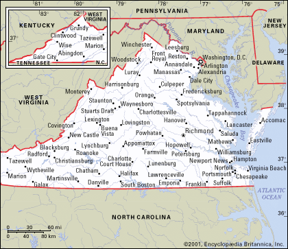 virginia villes carte