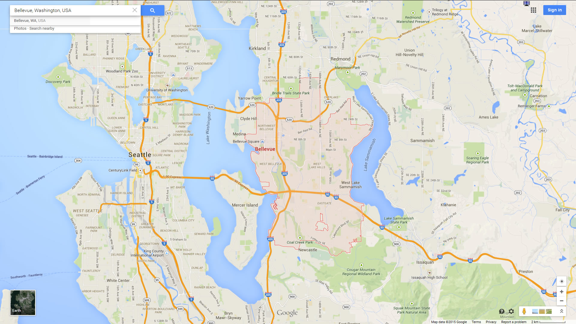 bellevue carte washington eu