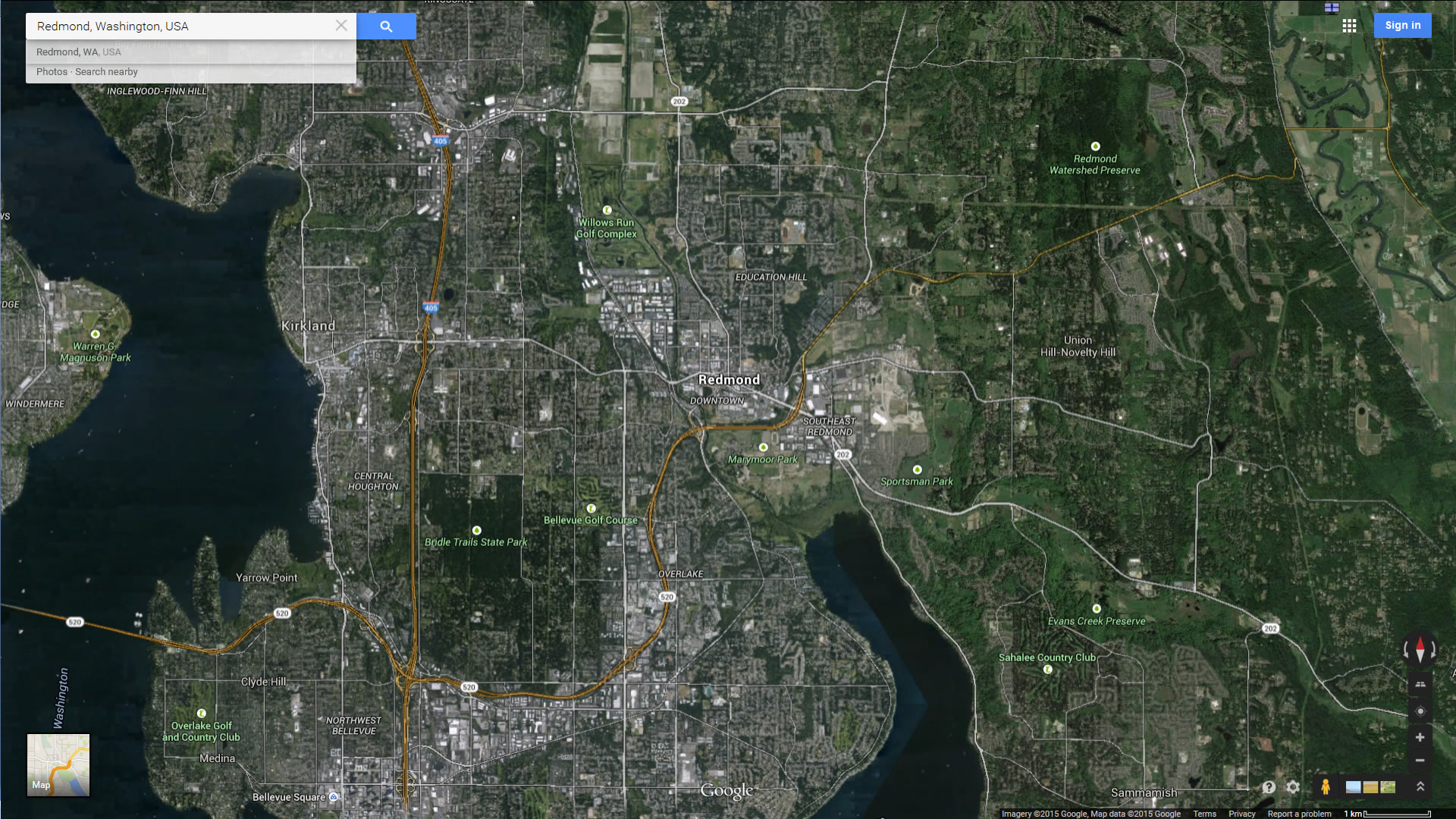 redmond carte washington eu satellite