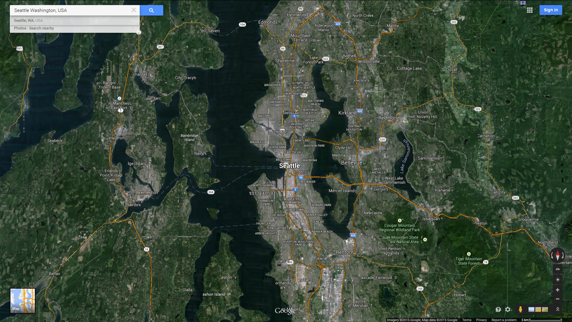 seattle carte washington eu satellite