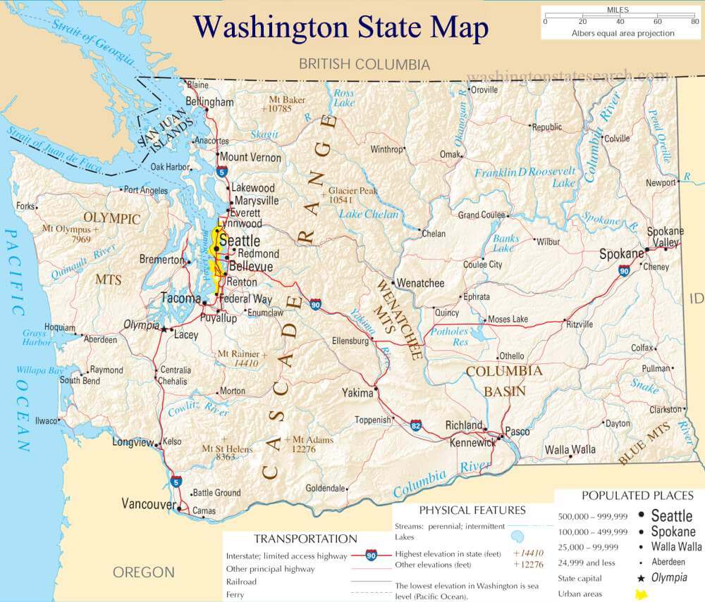 washington etat carte