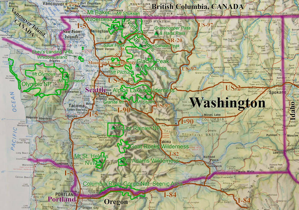 washington etat route recreation carte