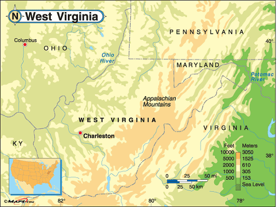 west virginia land carte