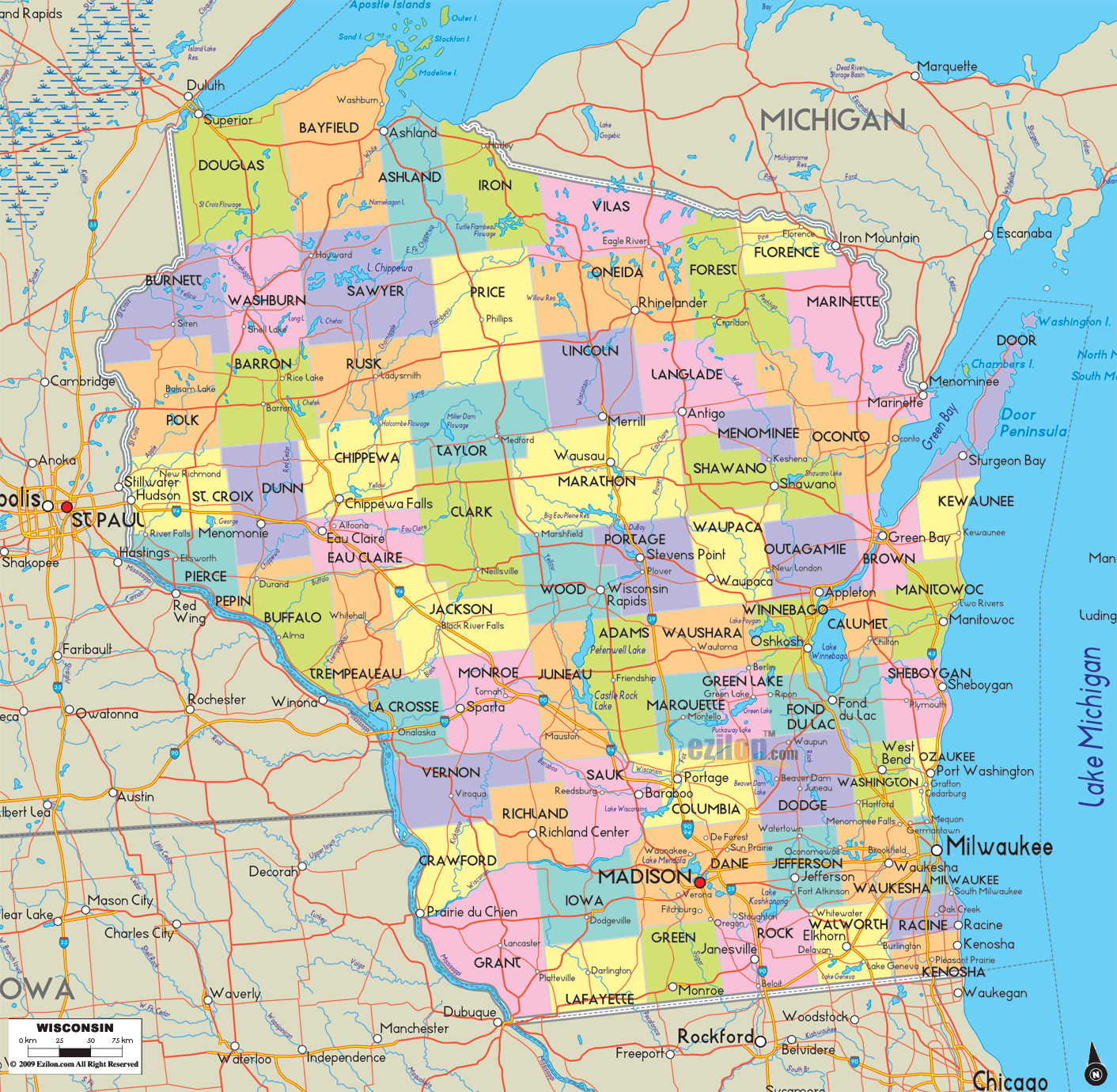 wisconsin comte carte