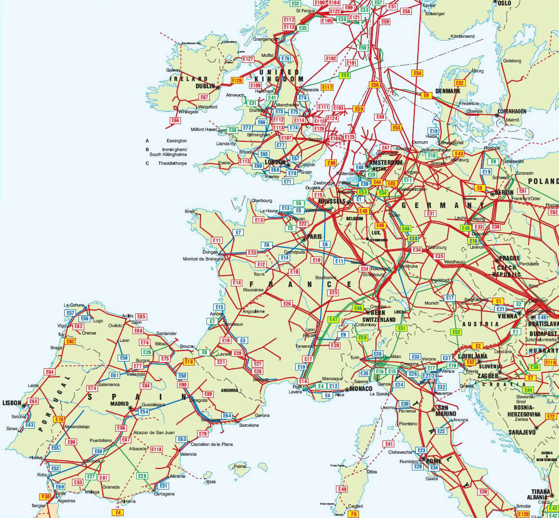 Carte Oleoducs Gazoducs Europe