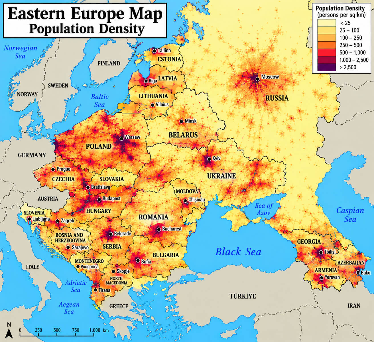 Carte Densite Population Europe De Lest