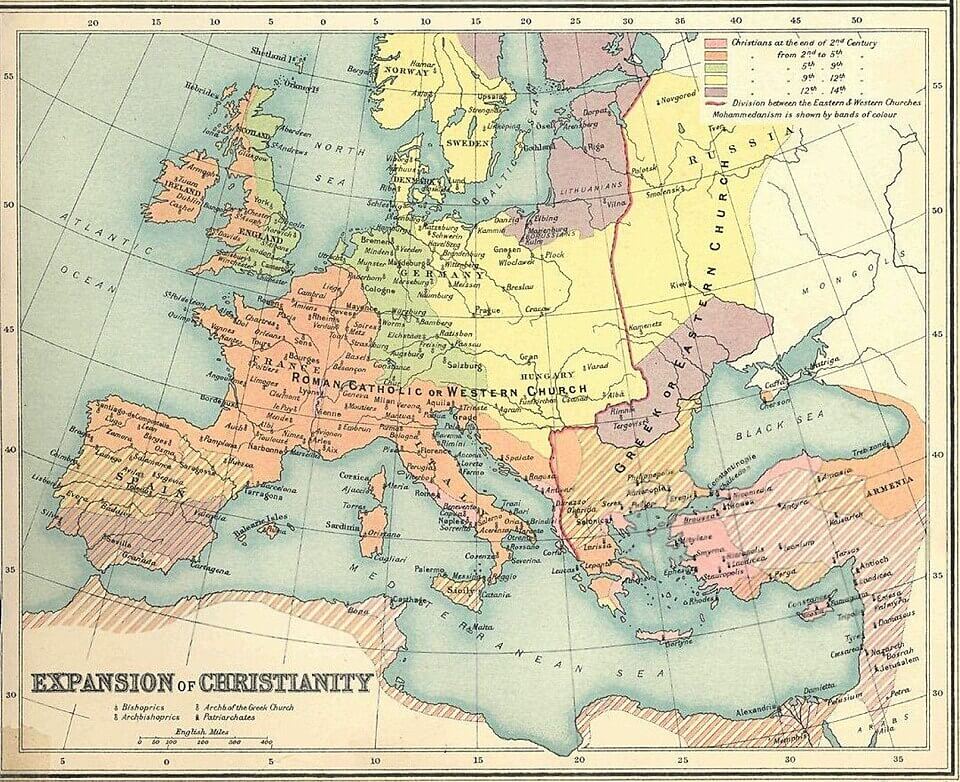 Carte Expansion Christianisme Europe