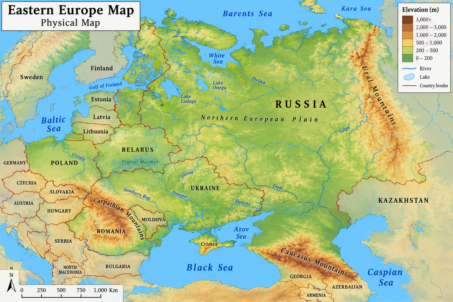 Carte Physique Europe De Lest