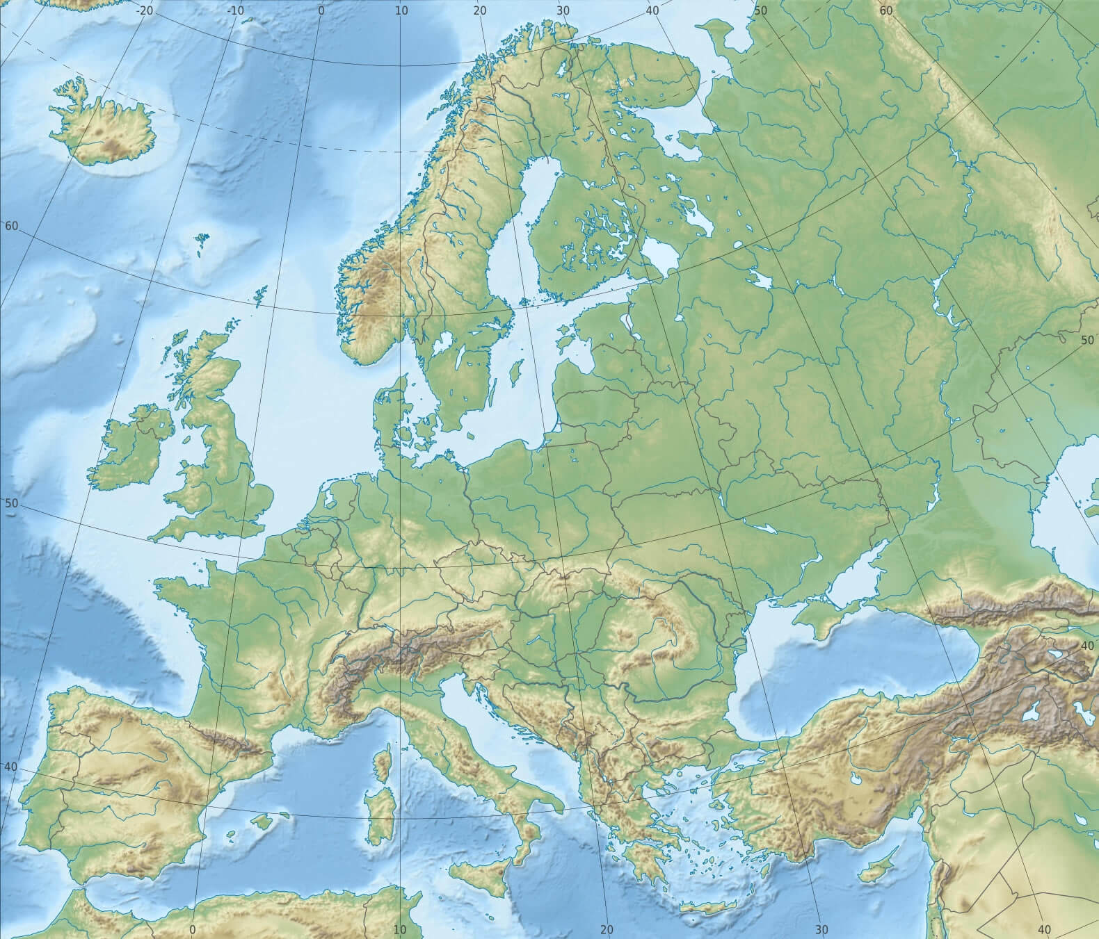 Carte Relief Europe De Lest